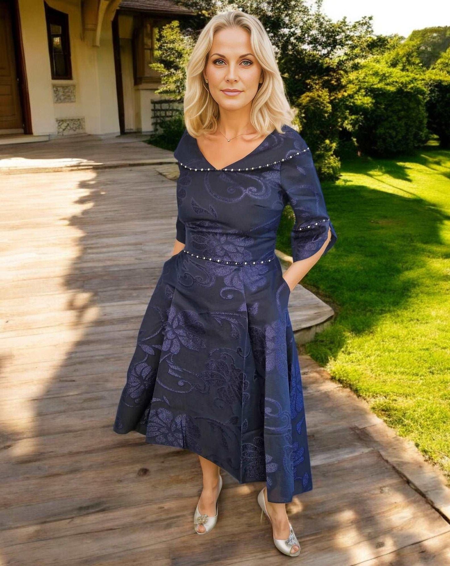 Lizabella Dress Navy 2511 - Signature Dress