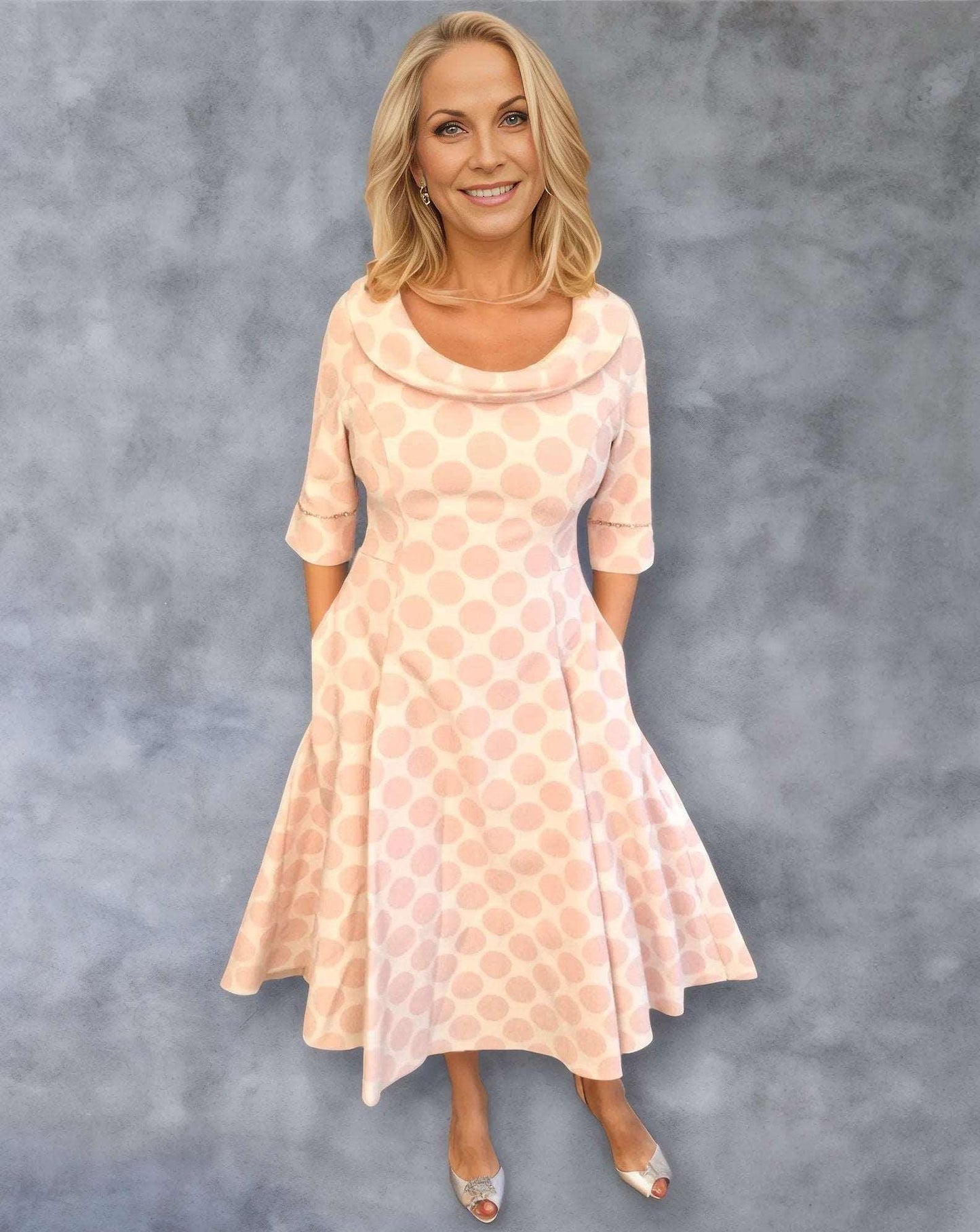 Lizabella Dress Pink spots 2269 - Signature Dress