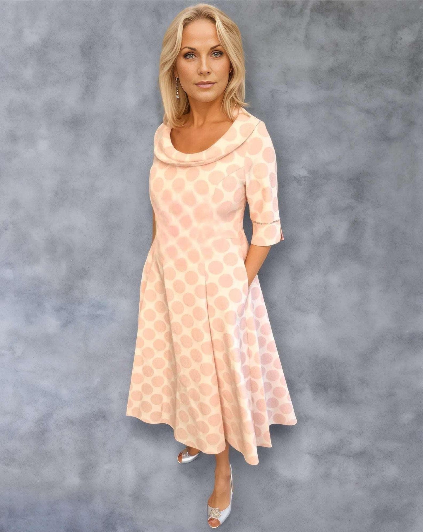 Lizabella Dress Pink spots 2269 - Signature Dress