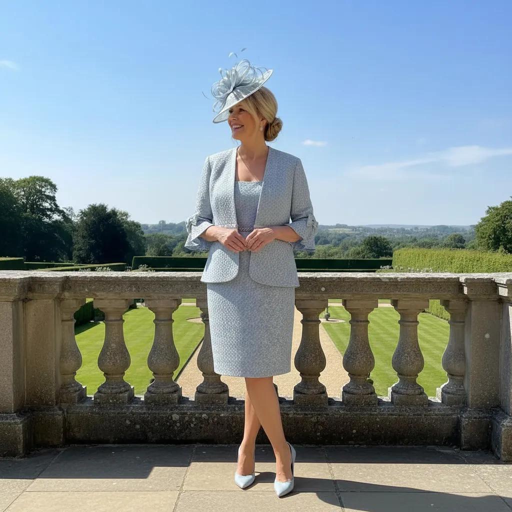 princess polly baby blue dress Chiffon Mother of the Bride Dresses A-line/Princess Scoop Neck Half Sleeve  Asymmetrical With Jacket Beading Lace Pleated S18273M at Stacees main image 0