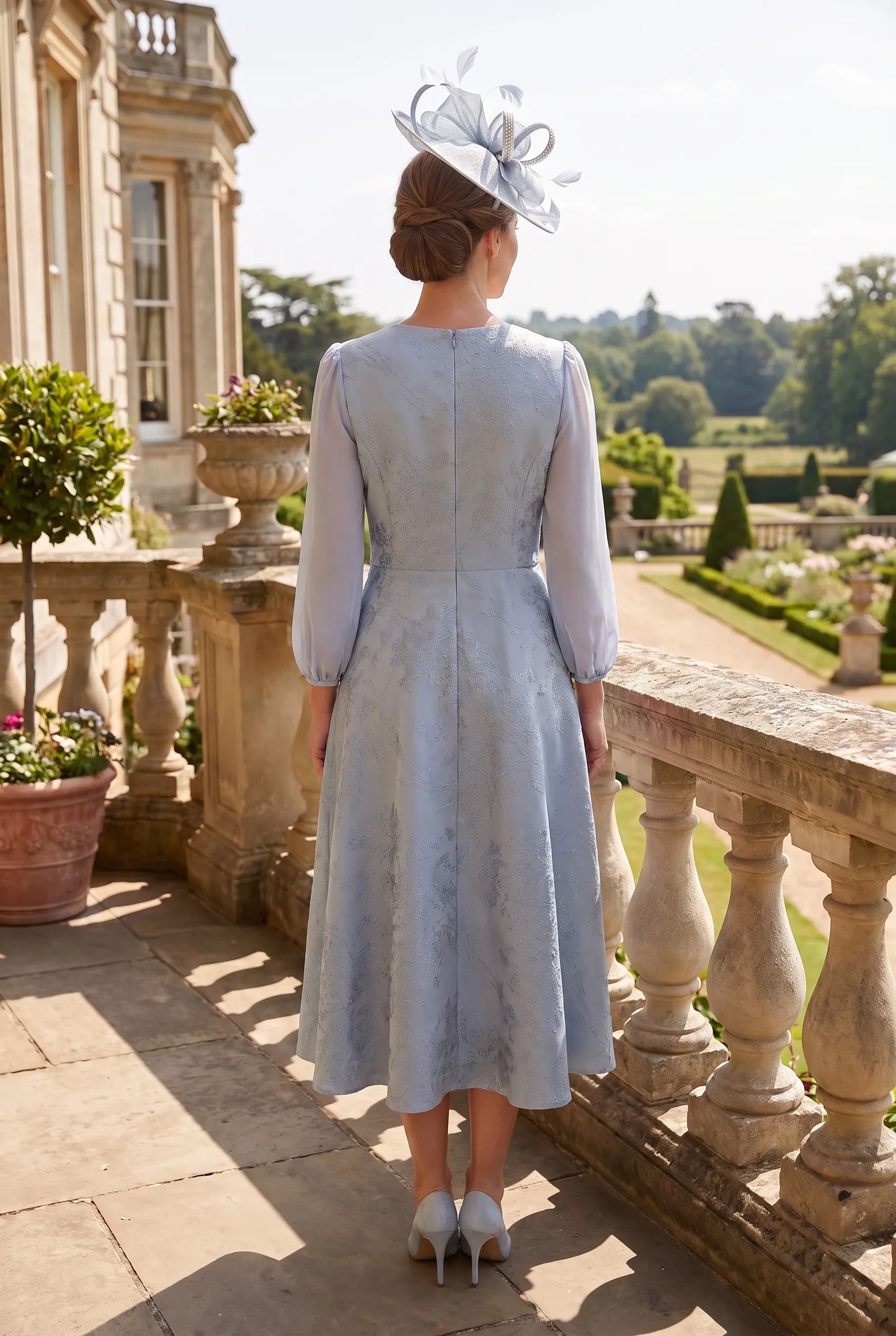 Back view of the Lizabella 2808 powder blue Mother of the Bride dress