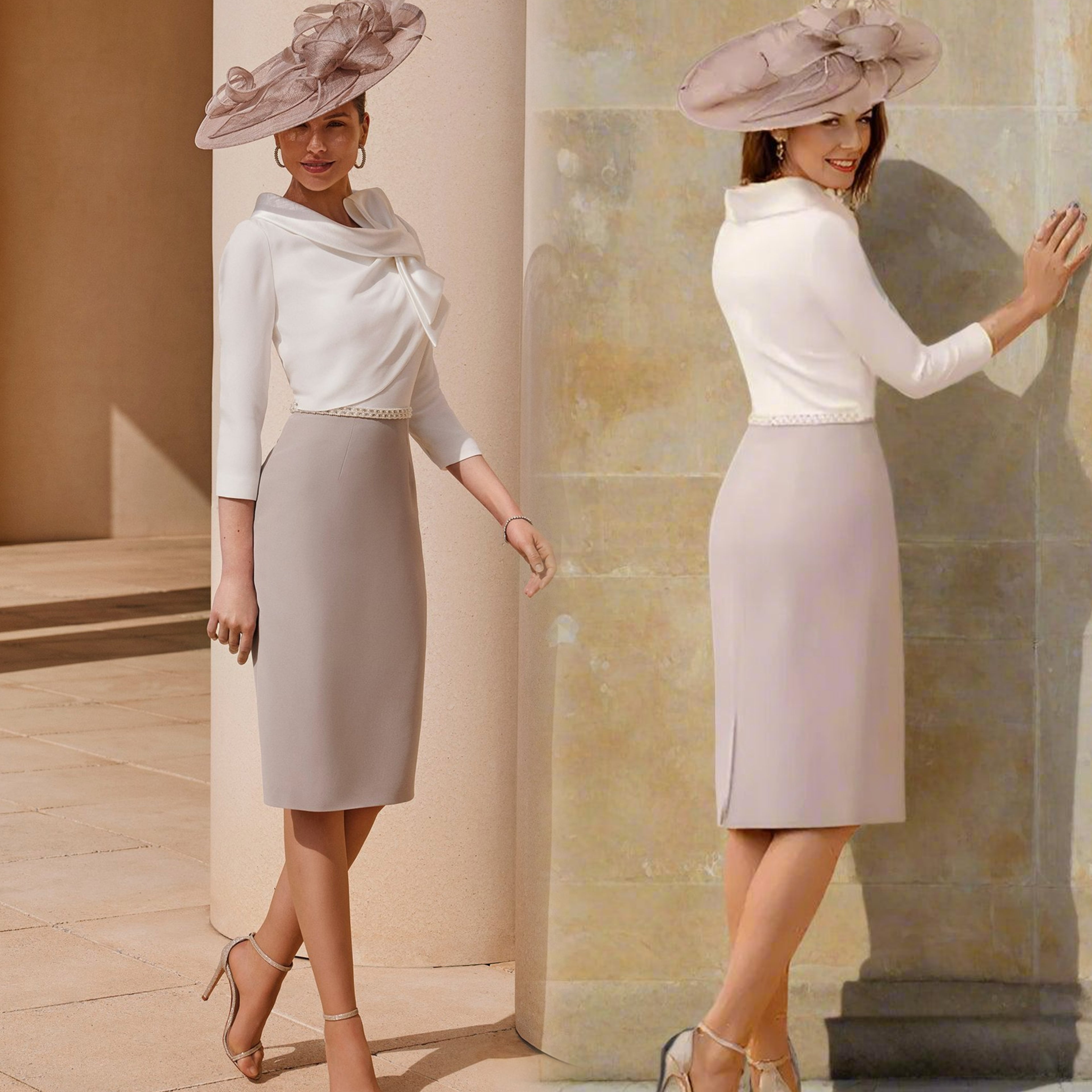 rosa clara collar dress taupe signature dress