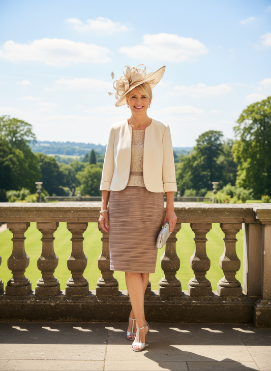 Condici outfit 71073C beige 2 piece mother of the bride set - signature dress