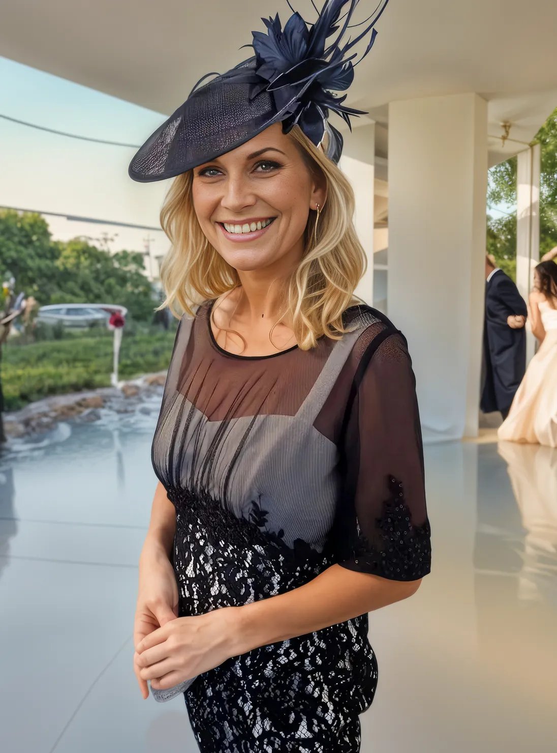 Condici dress and Jacket 70860 Navy / Ivory.

This gorgeous Condici dress is created with a navy and Ivory lace detail throughout and sheer detail at the top to create a beautiful illusion. There is a coordinated jacket in Ivory with contrast lace cuffs - Signature Dress