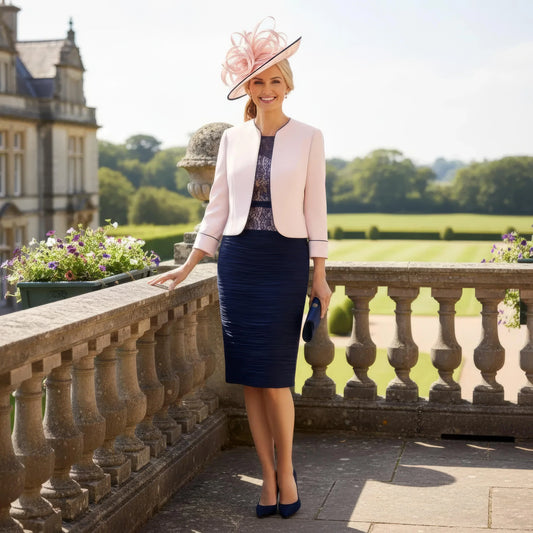 Condici 71073N Mother of the bride 2 pice outfit in navy and blush pink