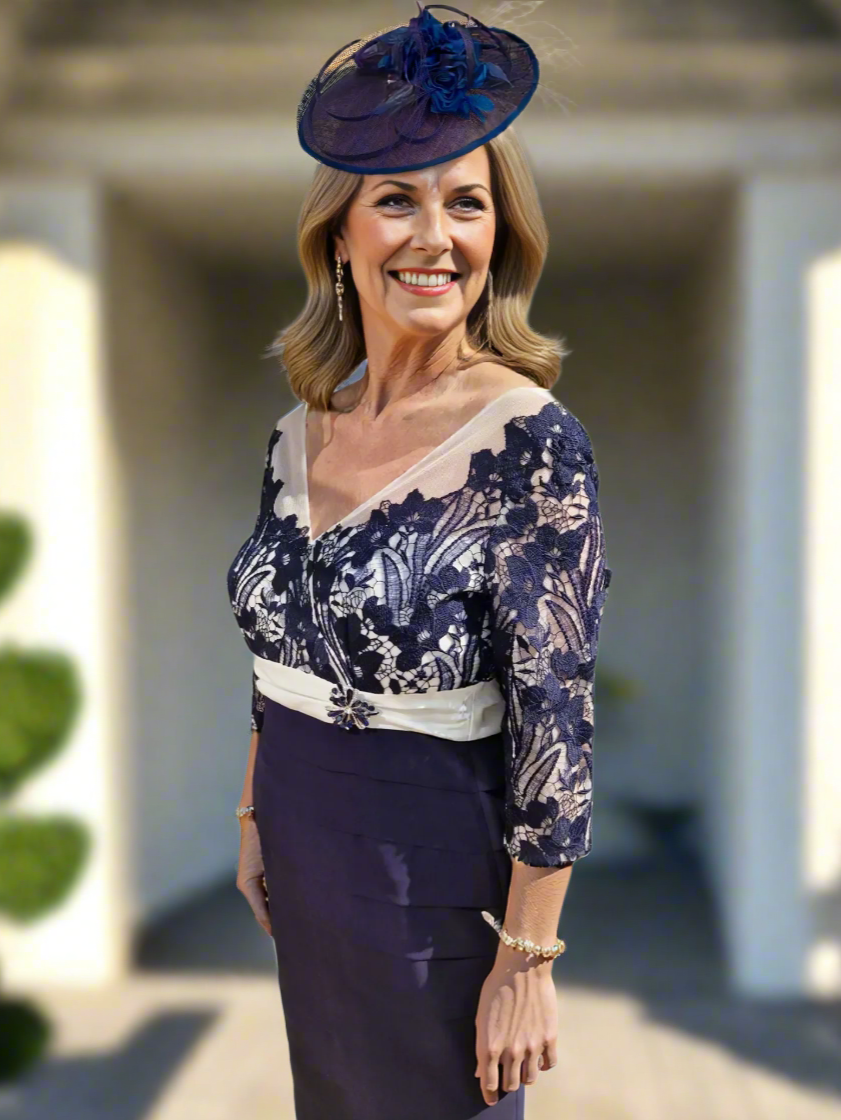 Condici 71161 White & Navy Blue - Signature Dress