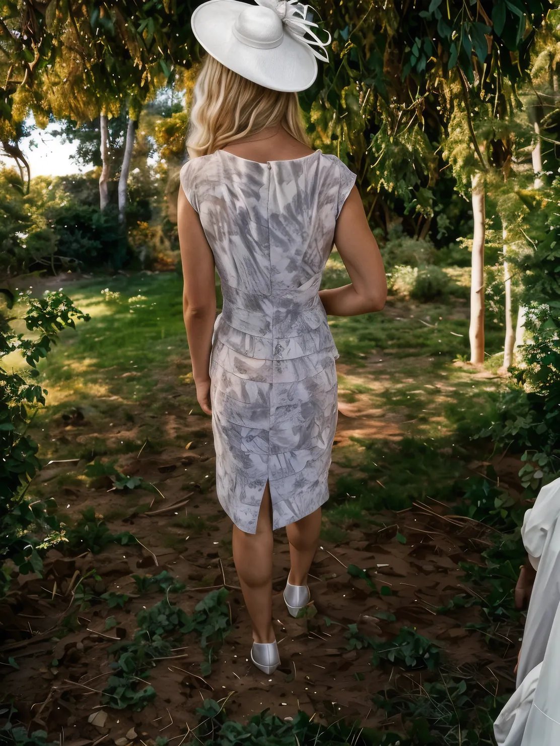 Condici Evie Mineral 11373

The Condici 2 Piece outfit features a lightweight, layered shift dress with an embellished waist showcasing a mockle effect silver print, complemented by a flowing chiffon waterfall jacket.- Signature Dress