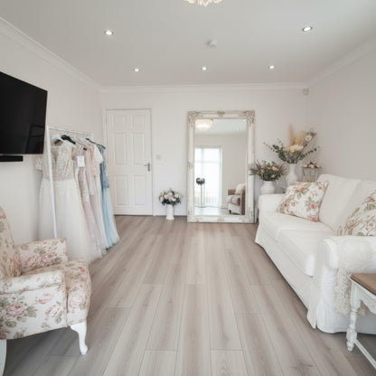 Modern consulation room at signature dress with comfy family enviroment in a bright room. Signature Dress Mother of the bride store in Barnsley. 