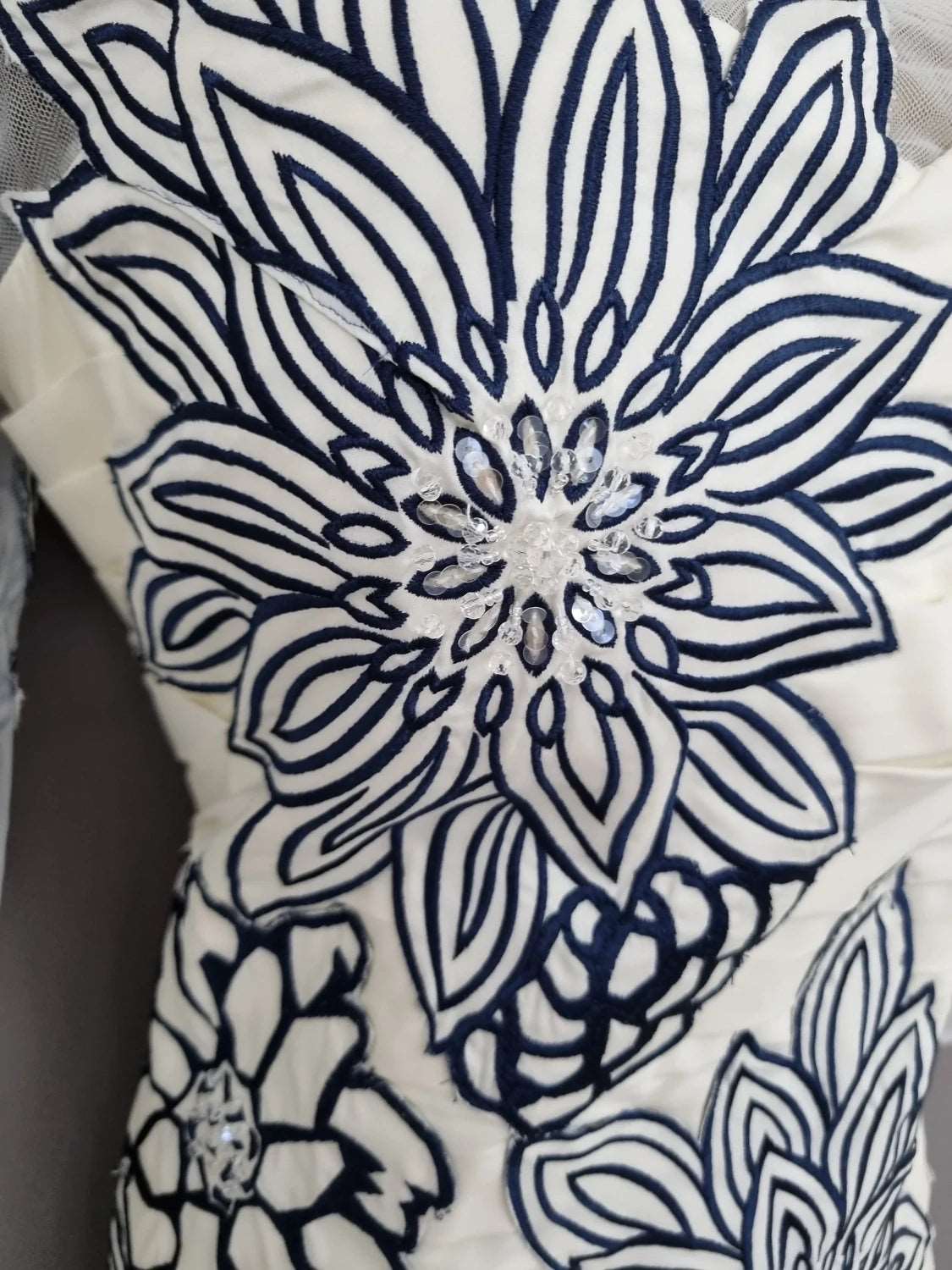 Irresistible ivory and blue dress a perfect dress for the mother of the bride or mother of the groom or event to wear at ascot races!.