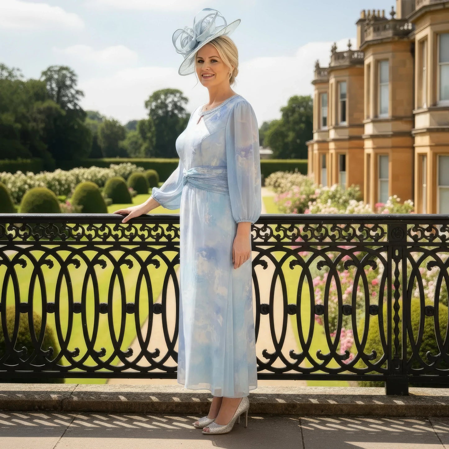 Lizabella_2850 blue mother of the bride dress with floaty sleeves