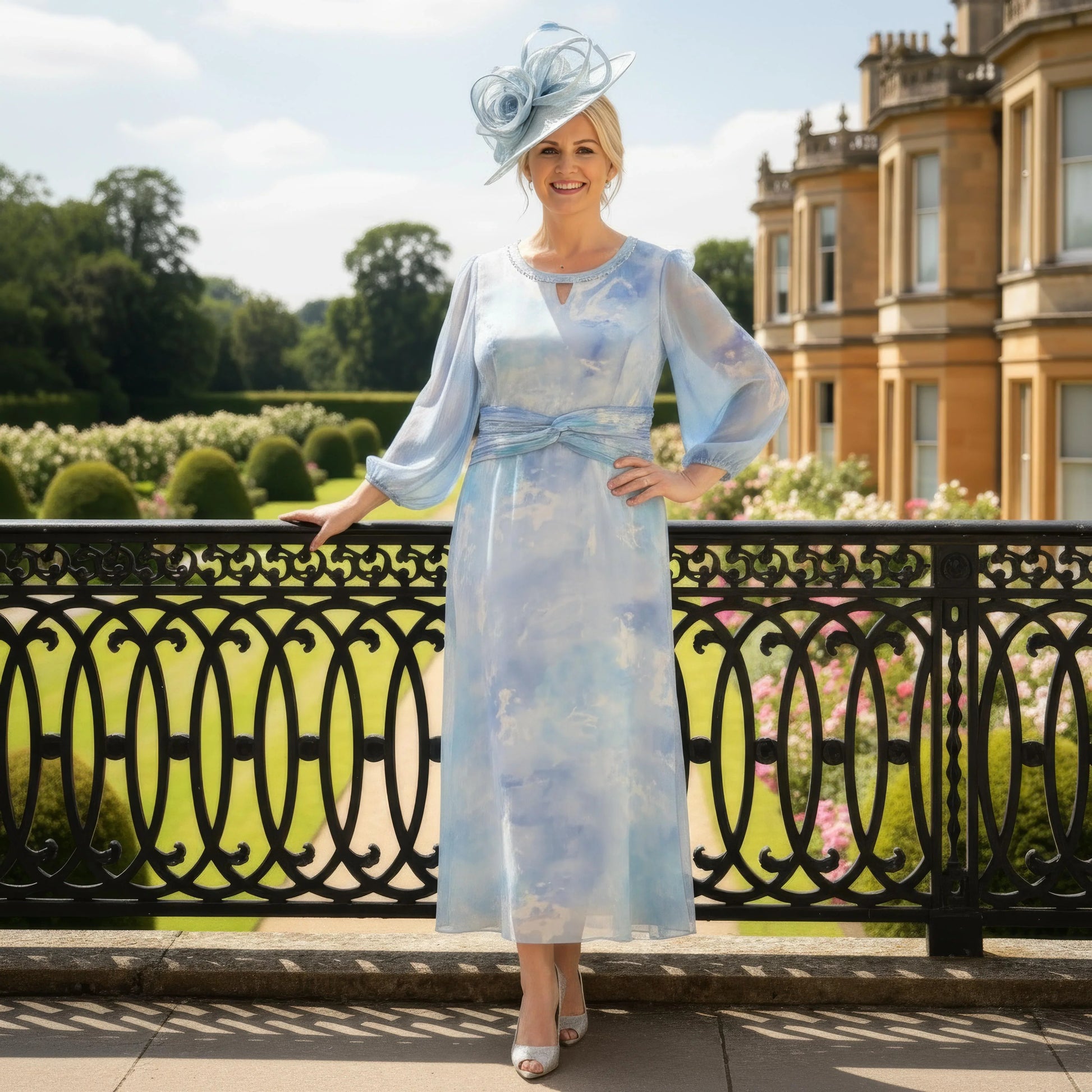 Lizabella_2850 blue mother of the bride dress with floaty sleeves