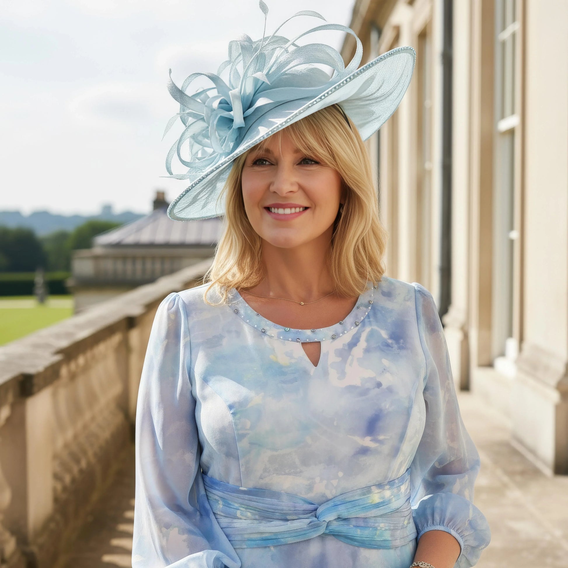 Lizabella_2850 blue mother of the bride dress with floaty sleeves