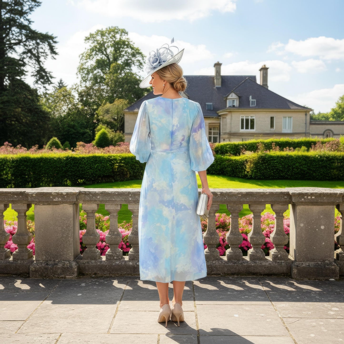 Lizabella_2850 blue mother of the bride dress with floaty sleeves