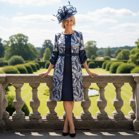 Lizabella Navy Mother of the bride outfit. Signature Dress.