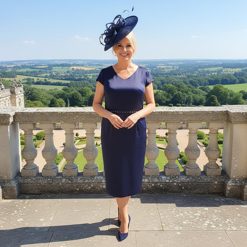 Lizabella Navy Mother of the bride outfit. Signature Dress.