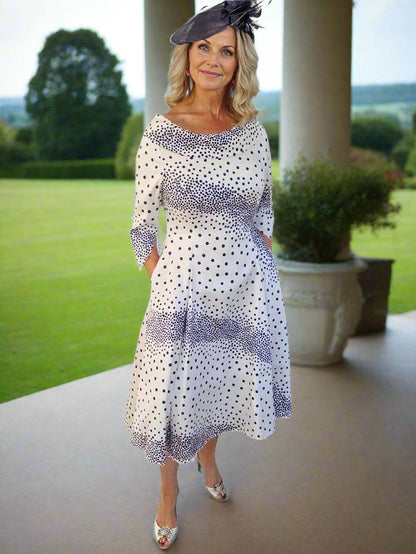Lizabella Dress Navy Spots 2027 - Signature Dress