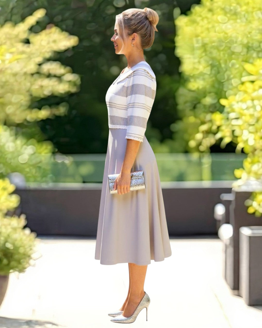 Silver a line dress mother of the bride dress 