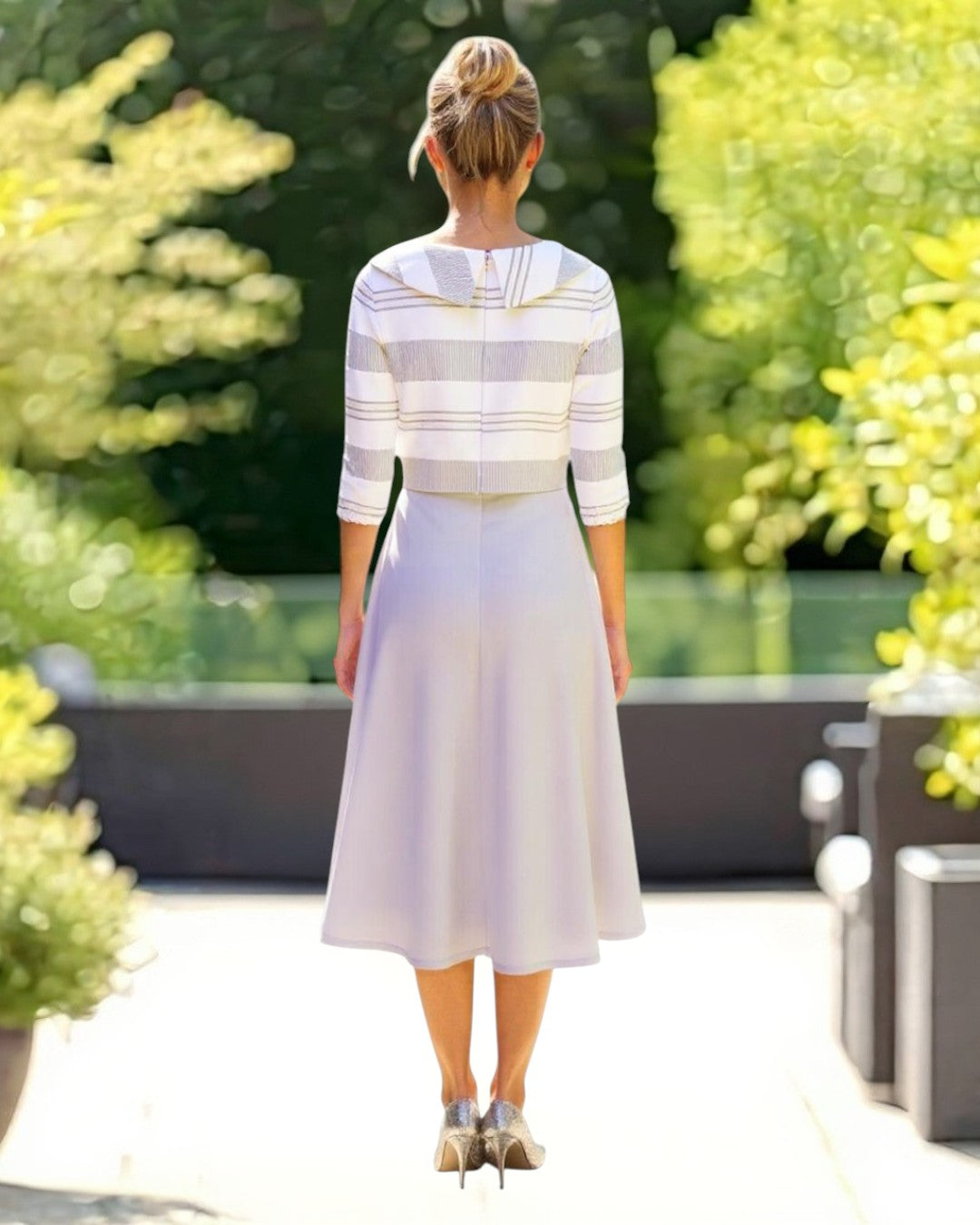 Silver a line dress mother of the bride dress 