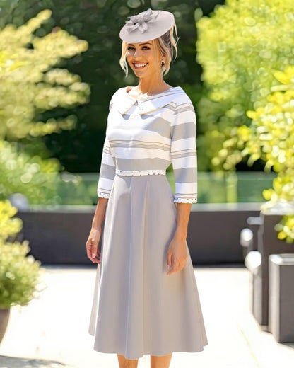 Silver a line dress mother of the bride dress 