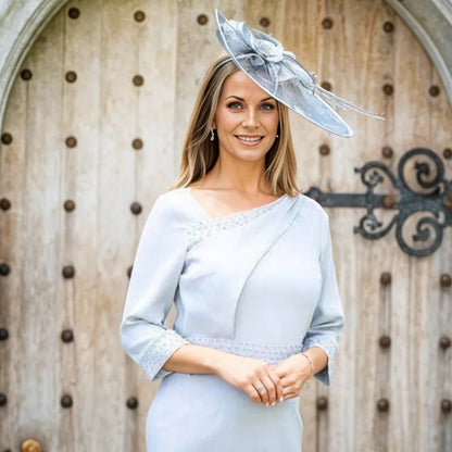 this Lizabella shift dress has a concealed zip, full lining, and embellished pearl and diamante details on the waist and sleeves. Perfect for weddings, christenings, Ascot races, and other special occasions.