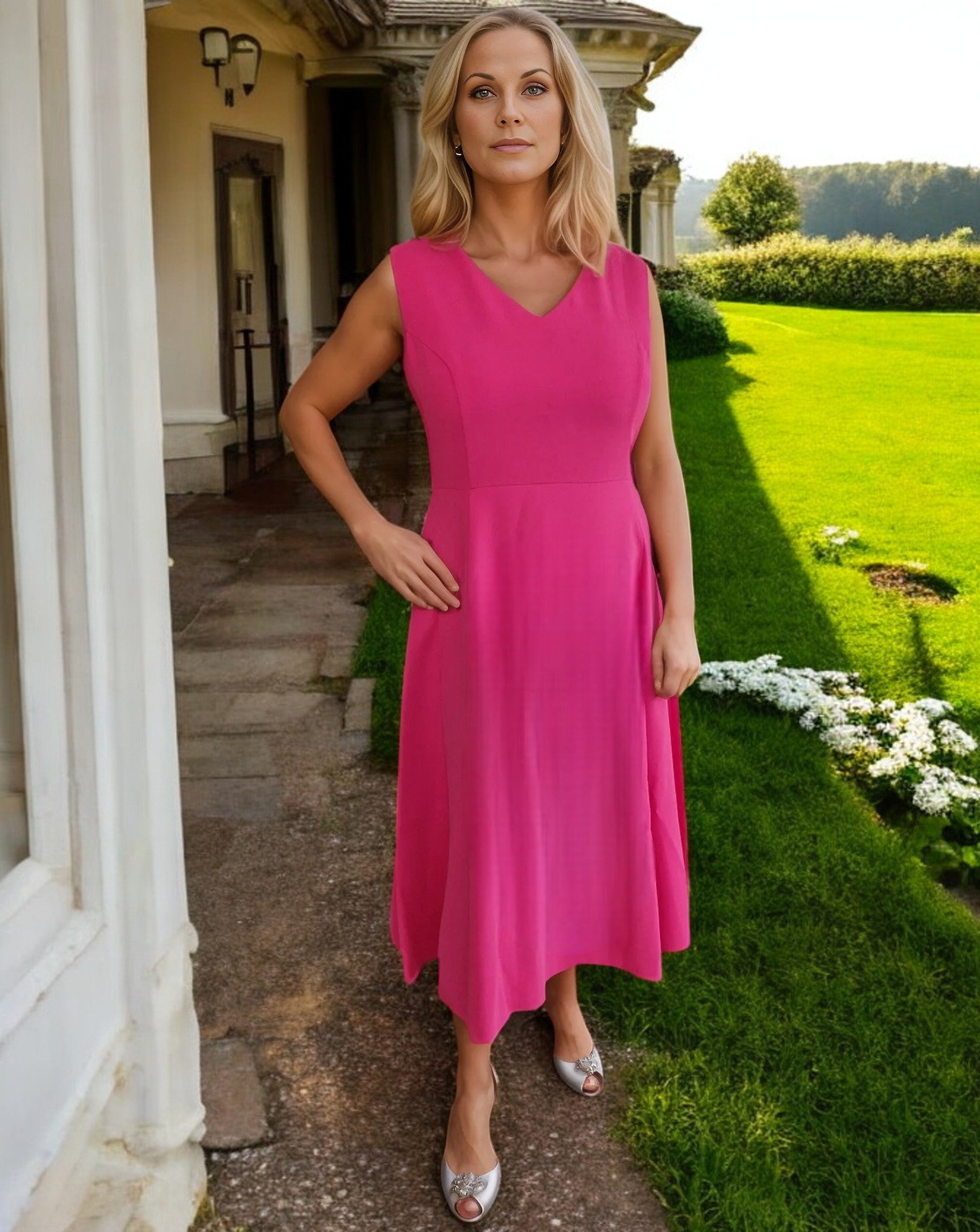 Lizabella Pink Dress 7221


This beautiful dress with v neckline has a lace overtop which fastens to the back. A full skirt with side seam pockets. Fully Lined with back zip fastening.