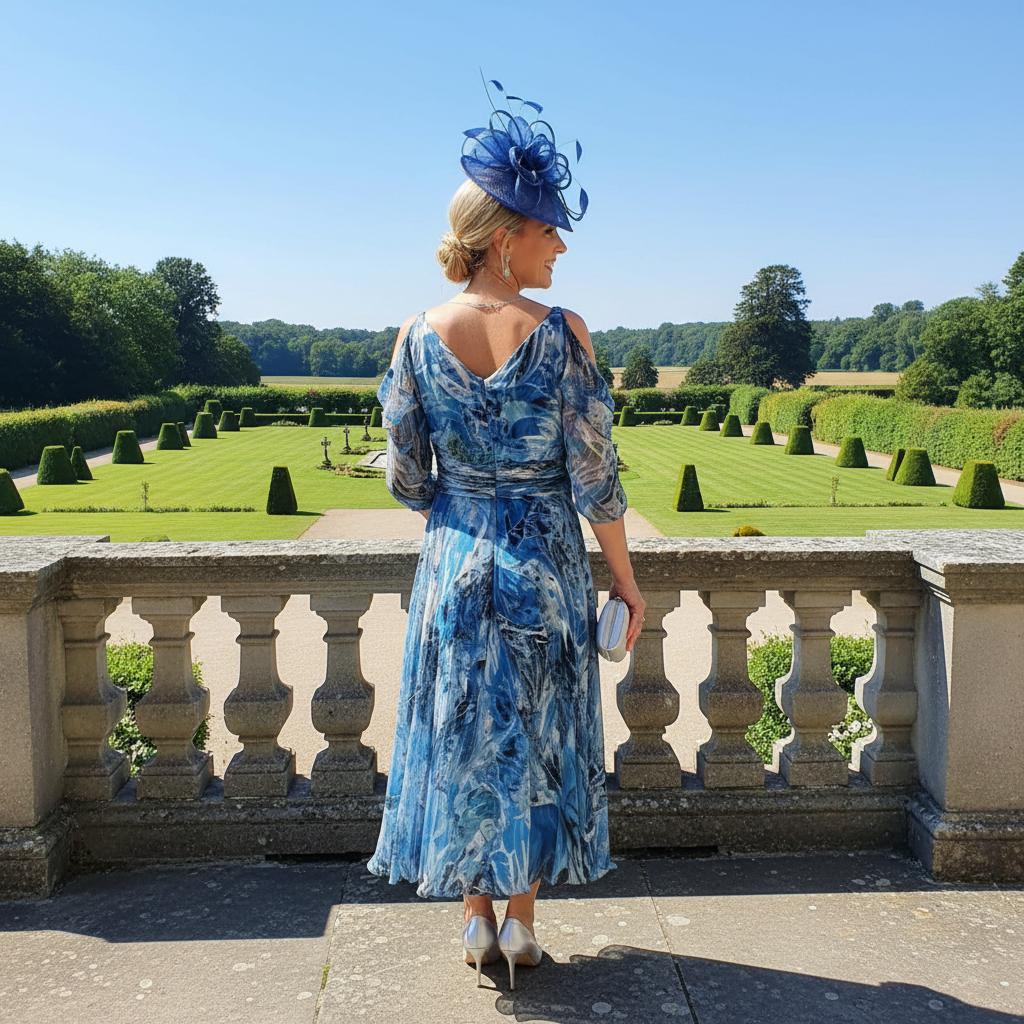 oman in a veni infantino blue mother of the bride dress - signature dress