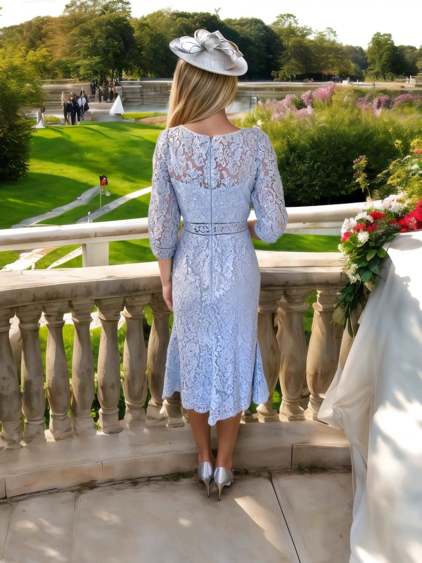 Effortlessly elevate your look with the renowned designer Veni Infantino Blue 991720 from Ronald Joyce. This shift dress is adorned with elegant beads and pearls, featuring a zip closure and stylish 3/4 sleeve. Fully lined and boasting a kick hem and optional padded bust, it is the perfect choice for any special occasion.
