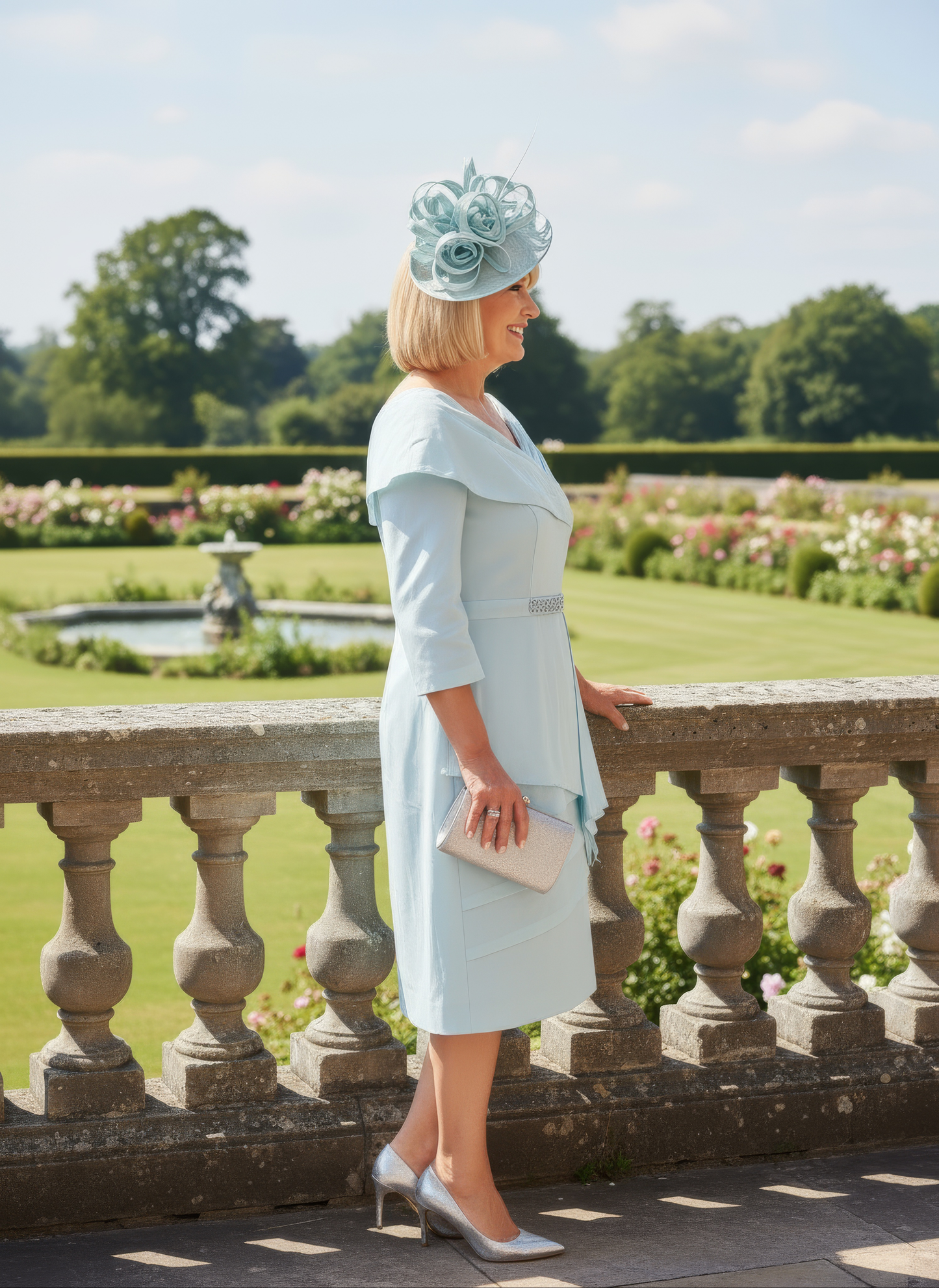 a woman wearing a mint mother of the bride dress from veromia - signature dress