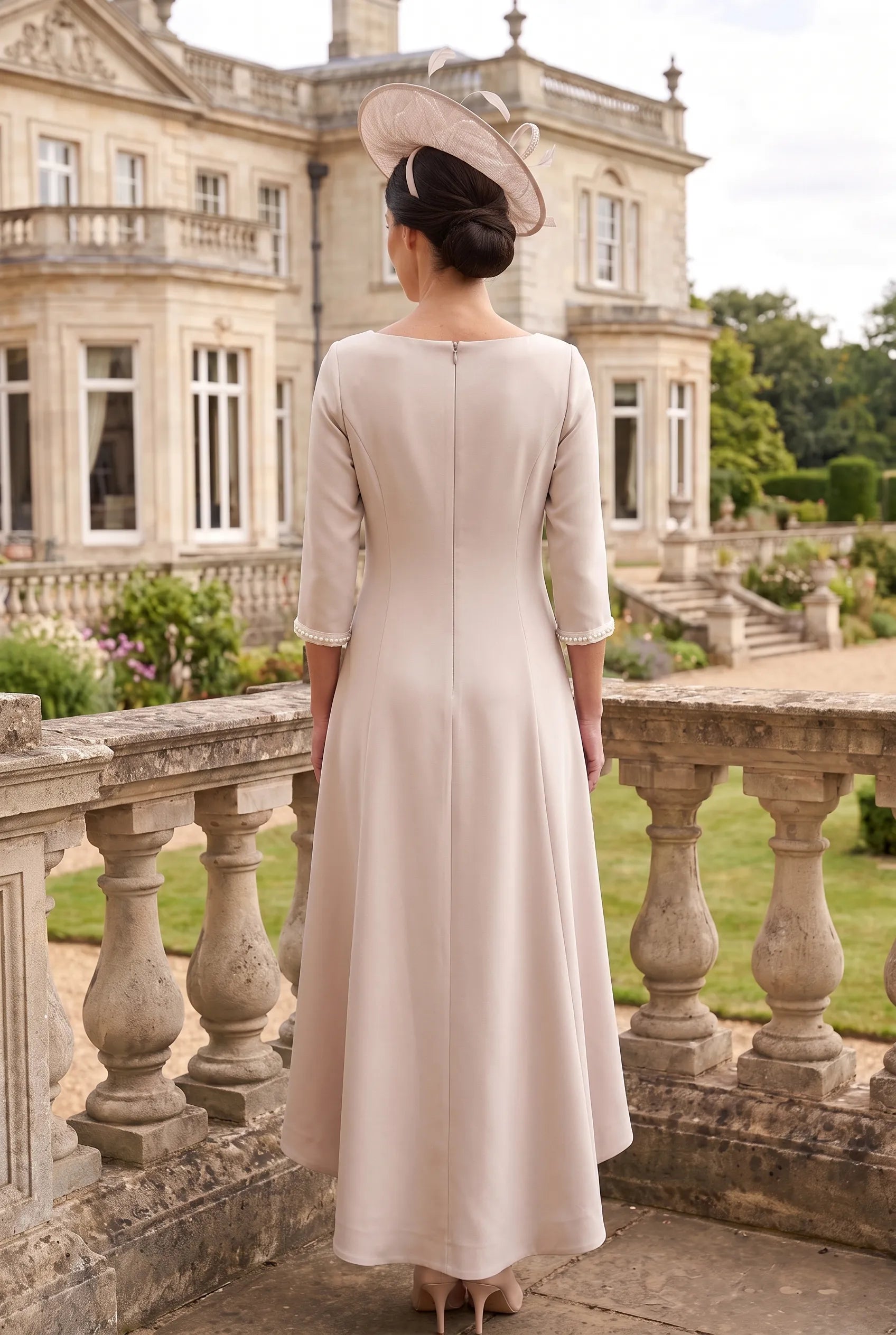 Back view of the beige Lizabella 2814 Mother of the Bride dress