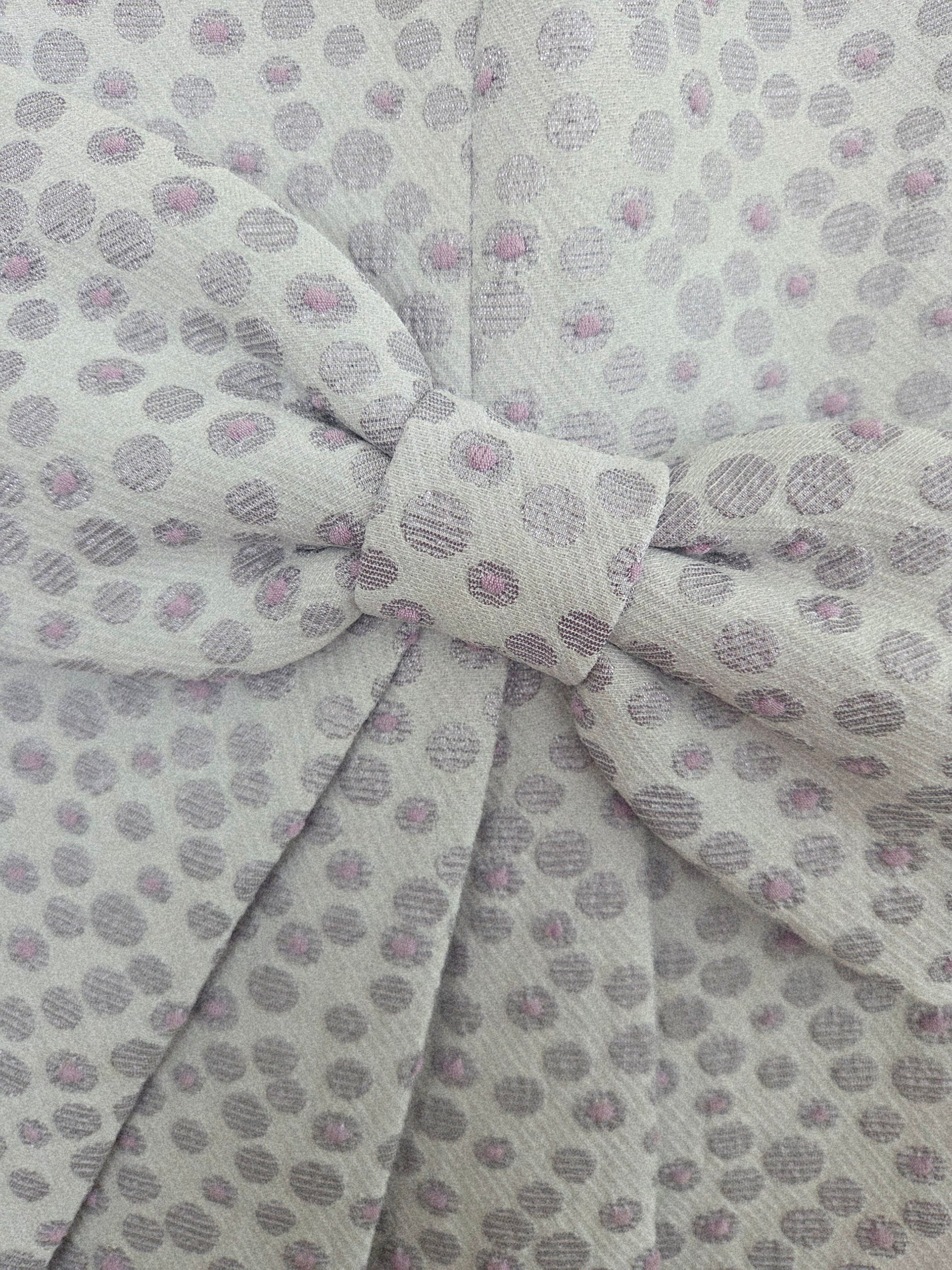 a zoomed in image of the fabric for a lilac dress