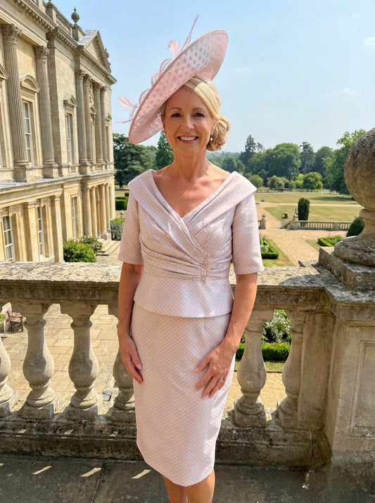 Ispirato ISD809 Pink/Grey Mother of the Bride Dress