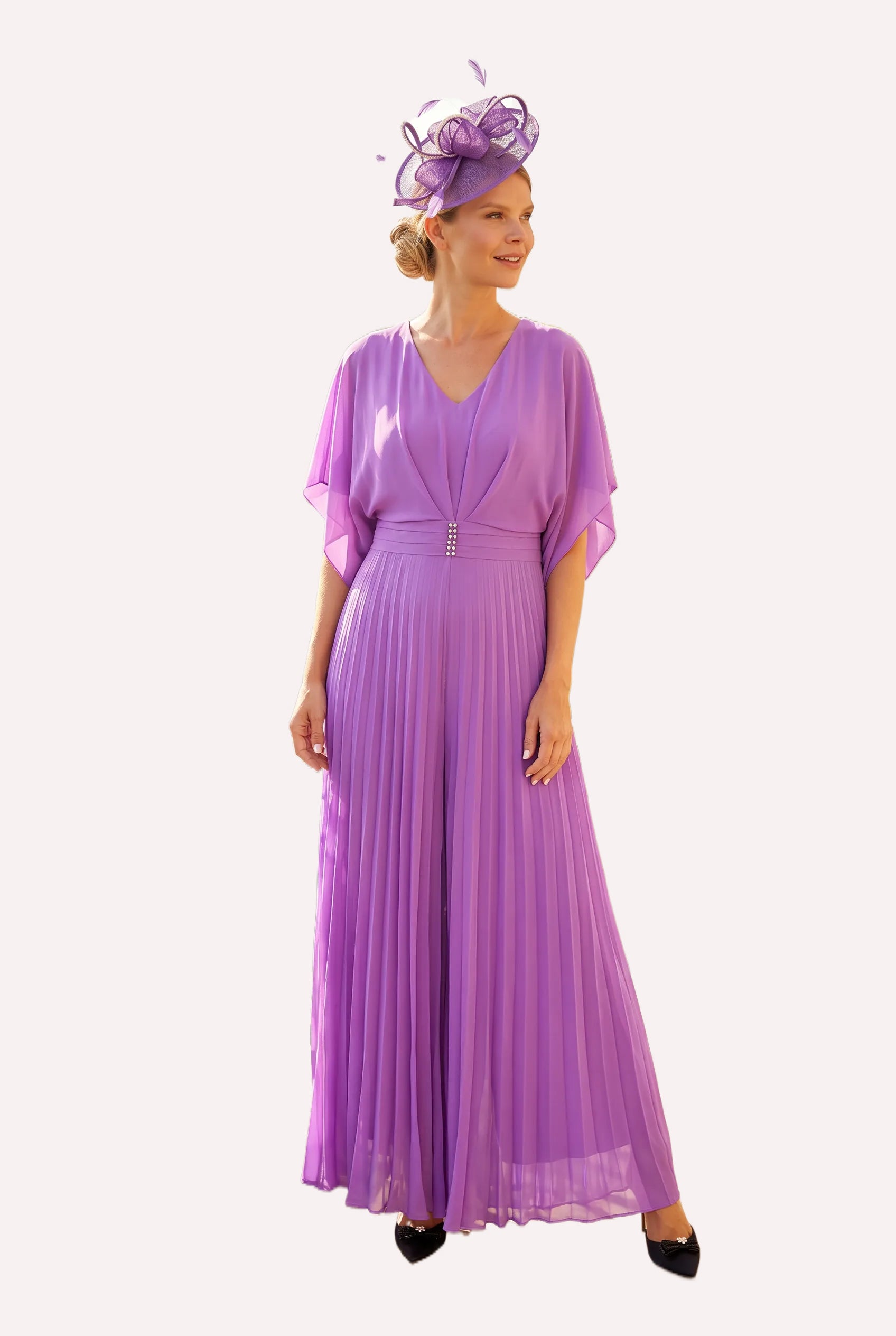 Lilac Mother of the Bride jumpsuit by Lizabella 5081 on white background