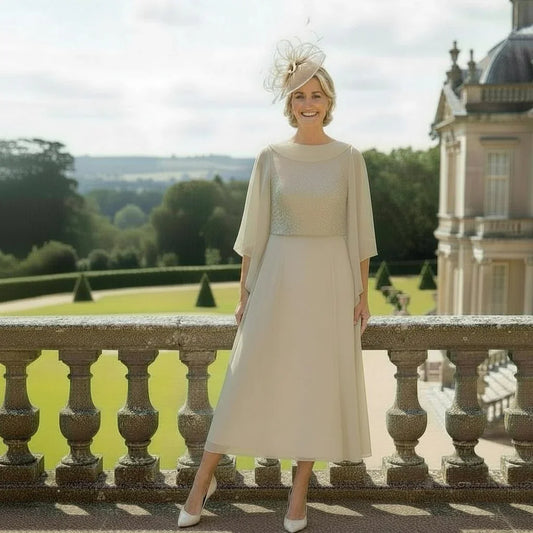 Lizabella 7270 stone Mother of the Bride dress and jacket with chiffon sleeves, floaty skirt and diamanté waist detail.