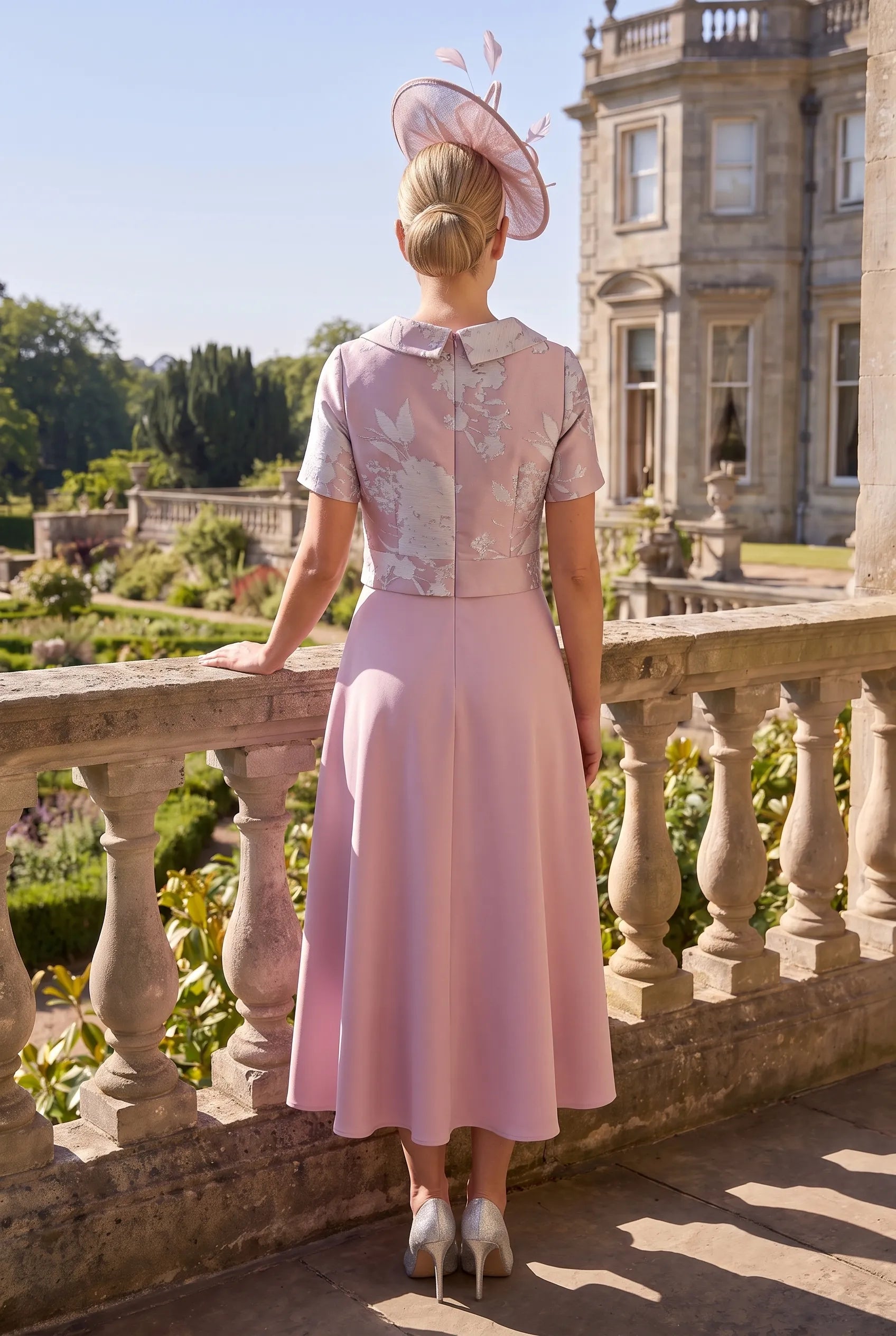 Back view of the Lizabella 2988-02 pink Mother of the Bride dress