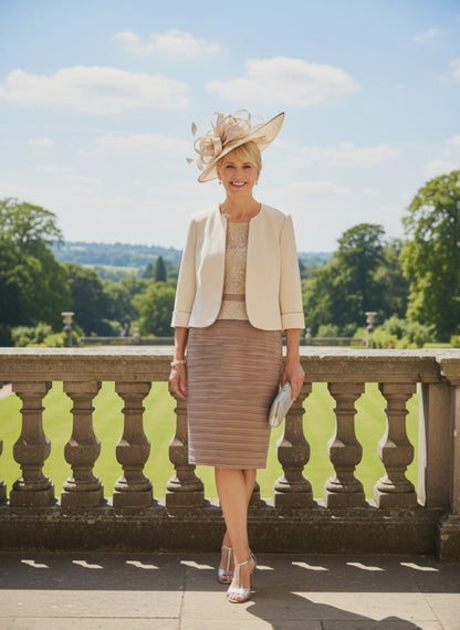 Condici outfit 71073C beige 2 piece mother of the bride set - signature dress