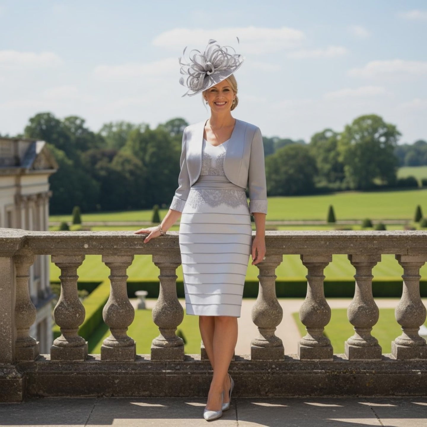 Ispirato by Condici Silver Mother of the Bride 2 piece outfit. Signature Dress