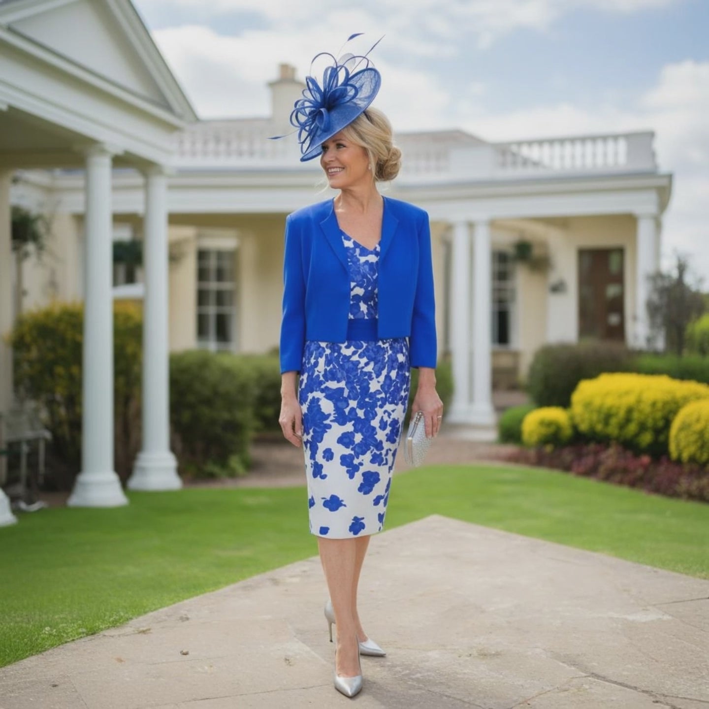 Cobalt Blue Mother of the Bride 2 Piece Outfit