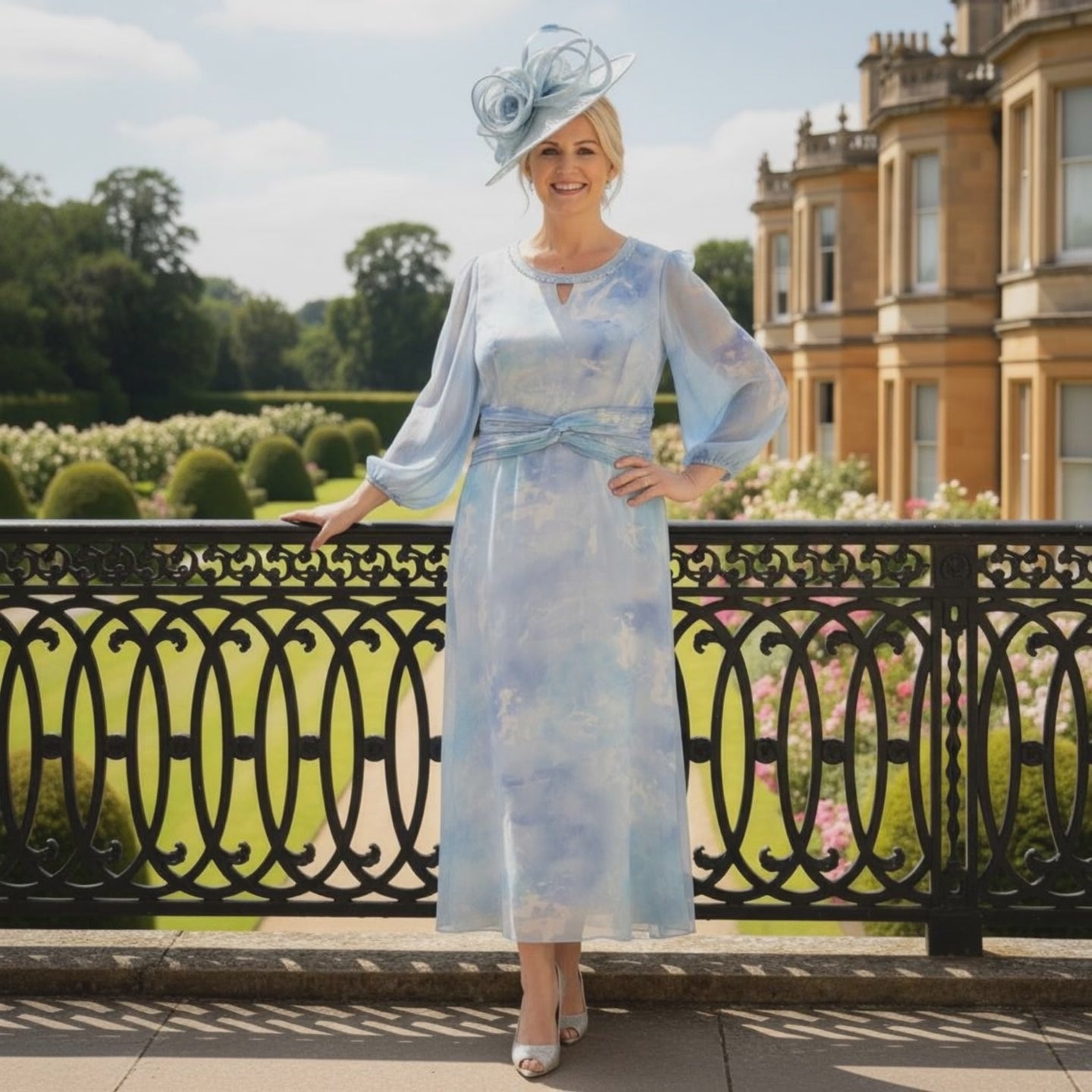 Lizabella_2850 blue mother of the bride dress with floaty sleeves