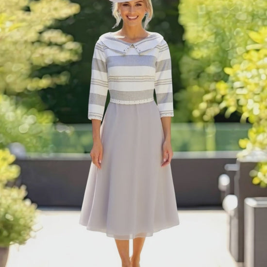 Silver a line dress mother of the bride dress 