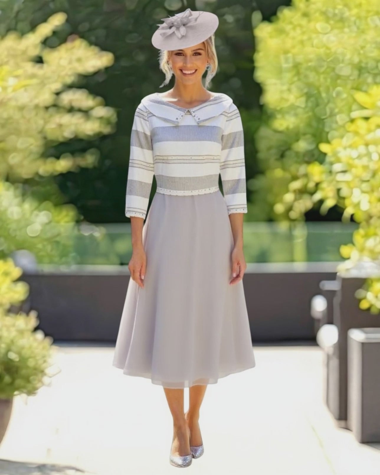 Silver a line dress mother of the bride dress 