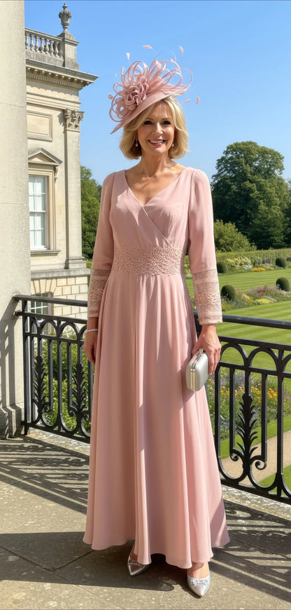 veni infatntino pink dress long sleeves